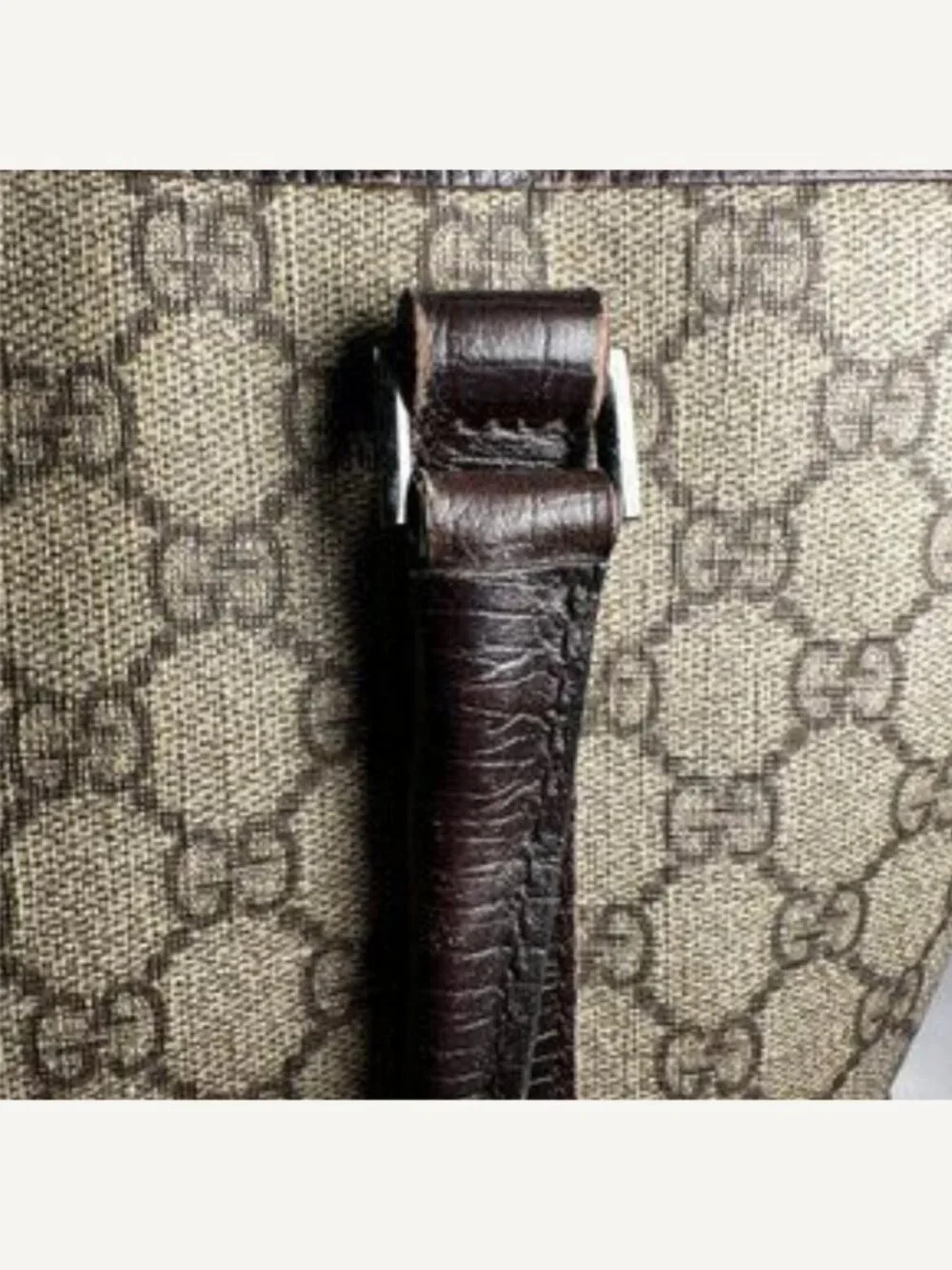 Vintage Gucci GG Supreme Canvas Tote Brown Leather Trim Made In Italy
